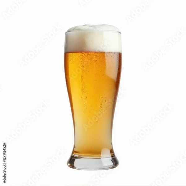 Fototapeta Refreshing Beer Glass Beverage Drink With Foam Served Cold On A Light Background Beverage Photo