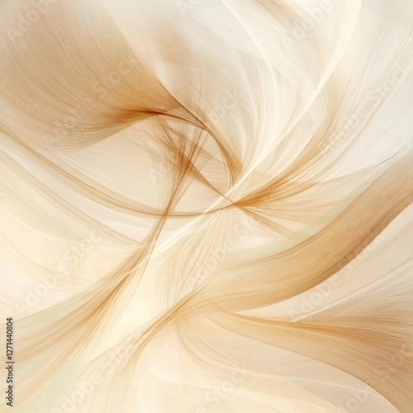 Fototapeta Soft abstract background with flowing brown and white intertwined lines
