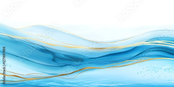 Obraz Abstract Blue Liquid Gold Waves Background
