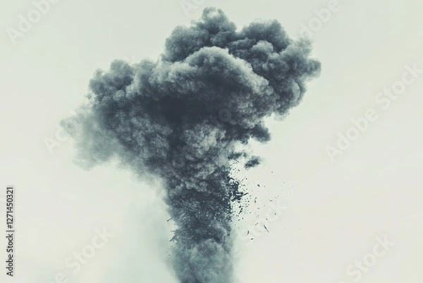 Obraz Apocalyptic Whirlwind: Dark Gray Smoke and Debris Swirling in a Powerful Tornado, Nature's Fury Unleashed, Dramatic Weather Phenomenon, Intense Vortex of Destruction, Environmental Disaster, Climate  