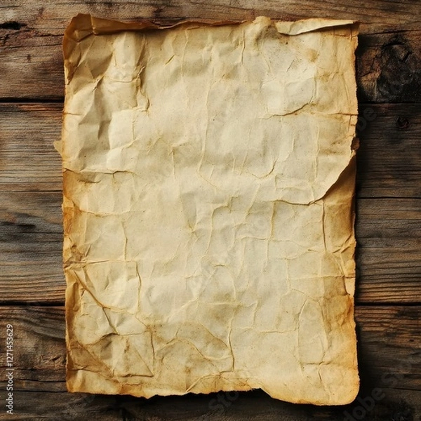 Obraz Blank aged paper sheet on a rustic wooden surface