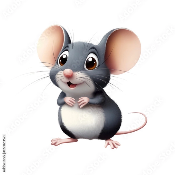 Obraz a realistic cartoon mouse on a white background