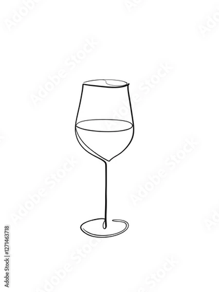 Obraz The wine glass cheers is drawn in one line style. Printable wall art.	