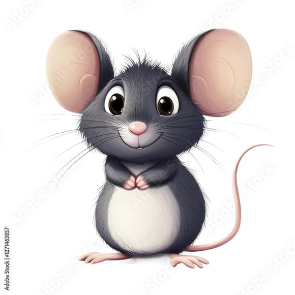 Obraz a realistic cartoon mouse on a white background