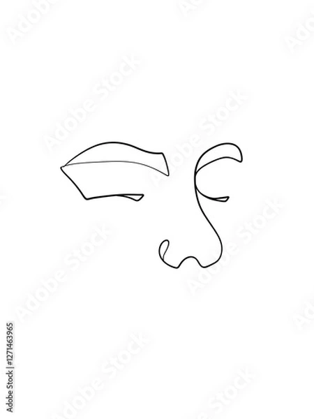 Obraz A portrait of a woman is drawn in one line style. Body and face expression. Printable art.	