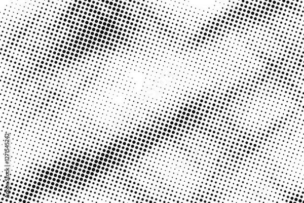 Fototapeta Black Dotted Texture on White Background . Modern Vector Art . Old Paper Effect with Comic Texture . Abstract Wall Design . Grunge Comic Texture Overlay