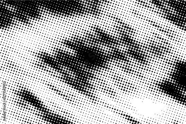 Fototapeta Black Dotted Texture on White Background . Modern Vector Art . Old Paper Effect with Comic Texture . Abstract Wall Design . Grunge Comic Texture Overlay