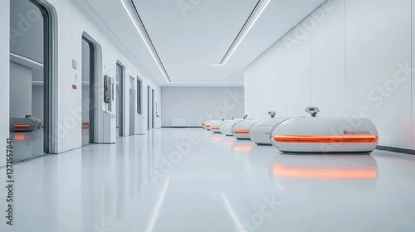 Obraz "A futuristic warehouse with robotic logistics,