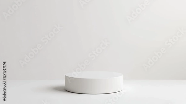 Obraz A simple white pedestal with ample copy space around it, ideal for product photography or minimalist design.