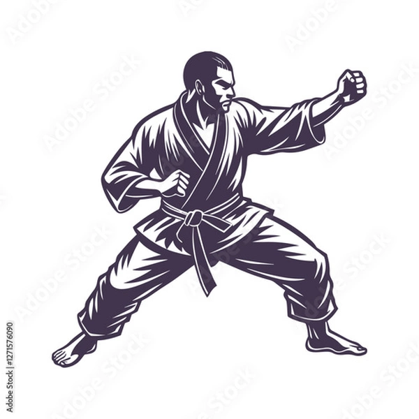 Fototapeta Martial Arts Ju Jitsu Silhouette Vector Design
