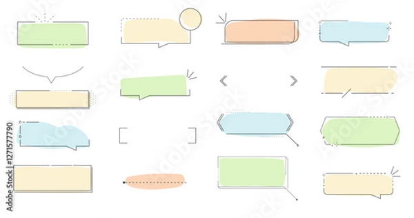 Fototapeta Title frame quote text box border cute simple line speech bubble. Comic dialog shape. Information elements, note decoration. Retro template.