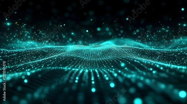 Fototapeta Digital background perfect for tech processes, neural networks, artificial intelligence, data transfer and encryption, digital archives, sound and graphic presentations, science, education, etc.