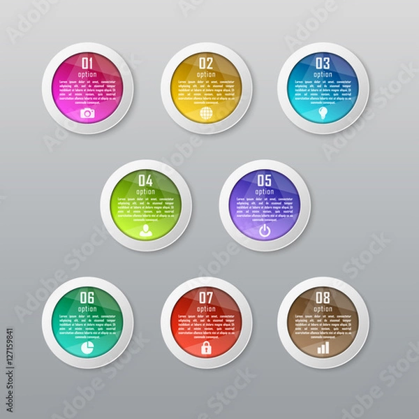Fototapeta Infographic ( diagram, chart ) business concept with 8 options, parts, steps. Infographic design template and marketing icons