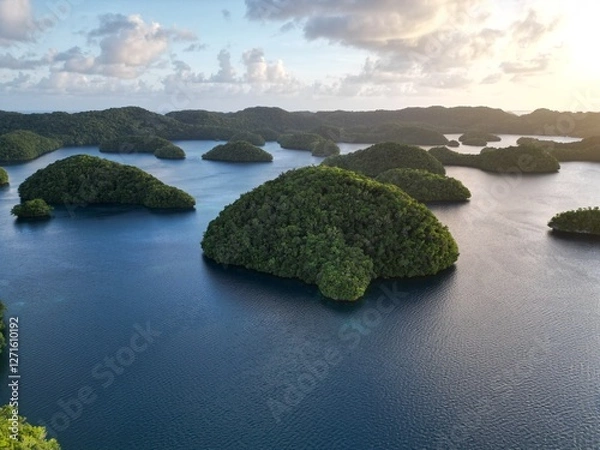 Obraz Aerial view over beautiful Philippine islands and deserted beaches.