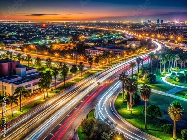 Obraz Baldwin Park, California: Long Exposure Night Lightscape