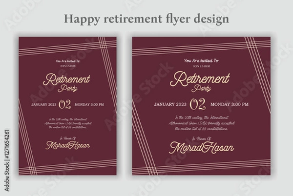 Fototapeta Retirement Flyer Design Template. Retirement Party Invitation Layout, square banner, and a4 poster, Retirement flyer template. Happy retirement party flyer design.