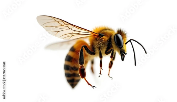 Fototapeta Ultra High-Resolution Macro Image of a Stunning Bee in Flight on Transparent Background