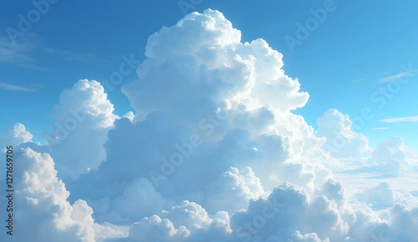 Obraz Ultra High-Resolution Image of a Beautiful Sky with Fluffy Cumulus Clouds in Clear Atmosphere