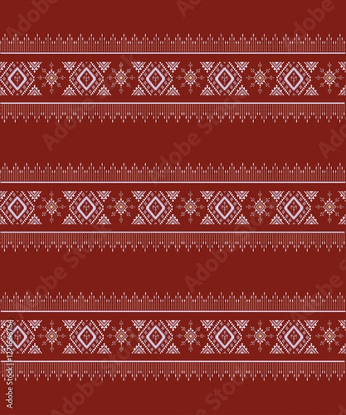Fototapeta Aesthetic red geometric damask seamless pattern for fabric