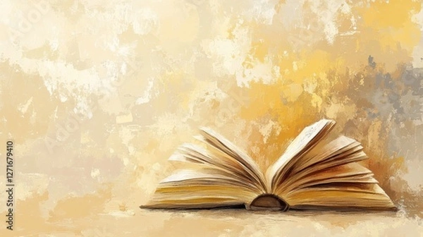 Fototapeta Open book on textured background, artistic illustration.