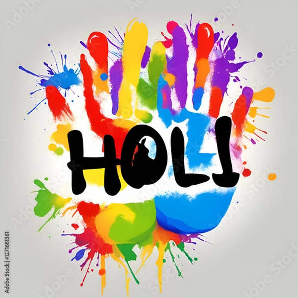 Fototapeta Colorful graphic design featuring the word "HOLI" in bold, black capital letters. 