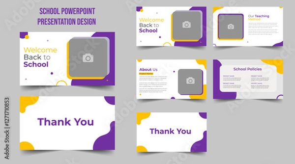 Fototapeta Education PowerPoint presentation slides template design. Use for modern keynote presentation background, brochure design, website slider, landing page, annual report,