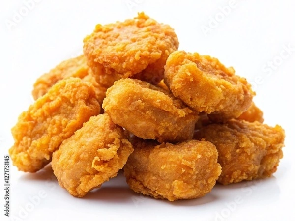 Fototapeta Crispy Chicken Nuggets Isolated on White Background - High-Resolution Stock Photo
