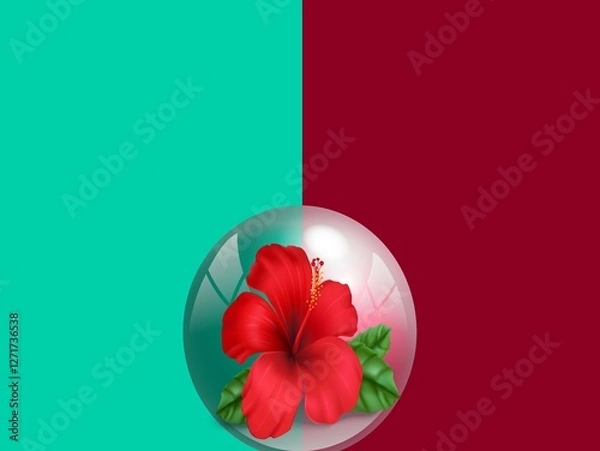 Fototapeta Flower in bubbles with a beautiful and colorful background for your work.Flowers in bubbles like louts, Lili, Hibiscus, Aloe Vera, purple Lili etc