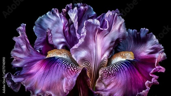Fototapeta Close-up of a Stunning Purple Iris Flower with Intricate Patterns