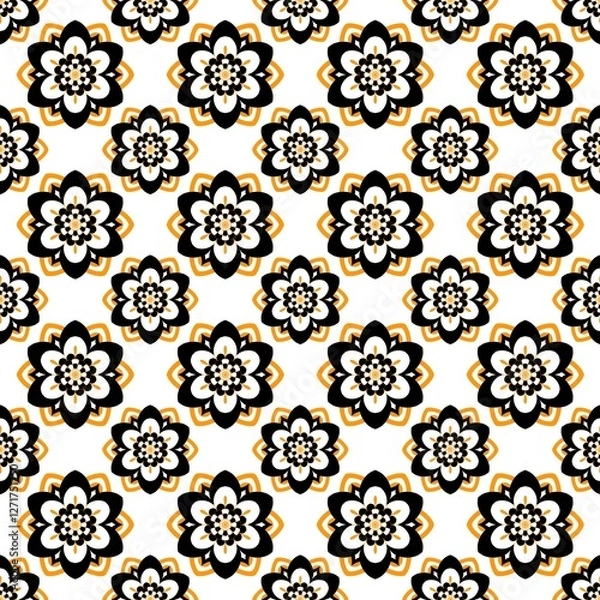 Obraz black and white seamless pattern