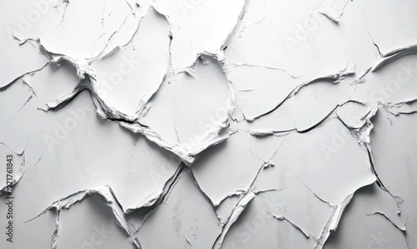Fototapeta Cracked white surface abstract background for texture, wallpaper, or 3D rendering