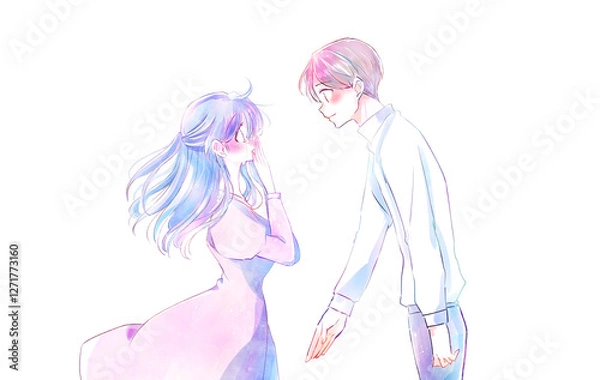 Fototapeta 手を差し出す男性と泣く女性　風