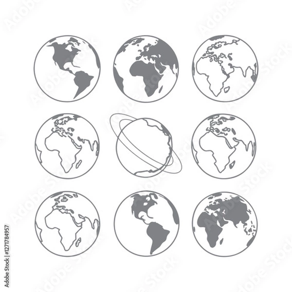 Fototapeta Planet Earth Icons with Editable Stroke - Minimal Vector Graphics for UI, Logos, and Web Design