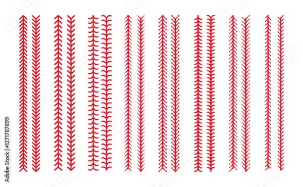Obraz Straight red line or rope set. Textured divider or separator lines in retro style. Vector EPS 10