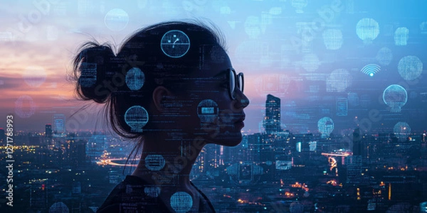 Fototapeta Exploring artificial intelligence ethics in technology cybersecurity awareness for a futuristic society