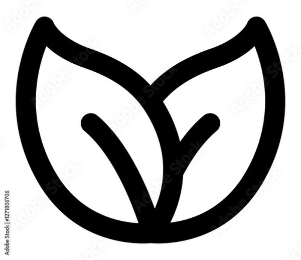 Obraz A minimalist icon of two leaves representing nature organic products and eco-friendly concepts.