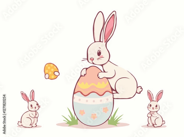 Fototapeta Easter Bunny and Egg Vector Graphics Set