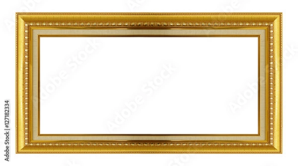Fototapeta Gold frame. Isolated on white
