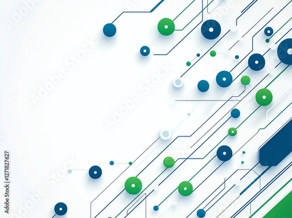 Fototapeta Abstract background with geometric shapes and lines in blue and green tones, creating modern and dynamic design. Ideal for technology or digital themes