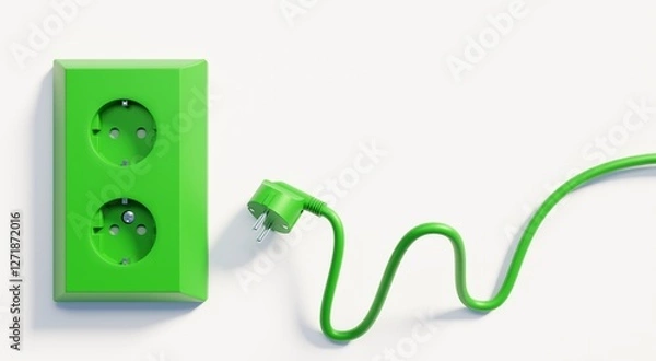 Obraz green energy concept. green cable and socket.