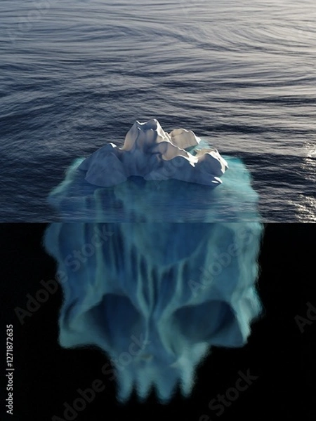 Obraz Iceberg looking like human skull under water