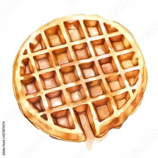Fototapeta Waffle is shown with a yellow color and it is drawn in a watercolor style