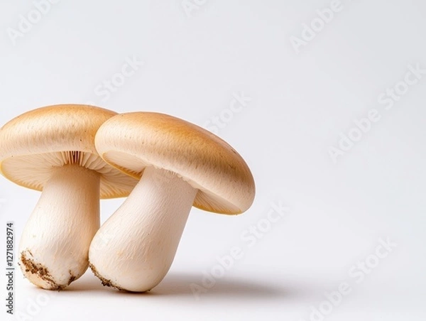 Fototapeta Fresh, edible mushrooms on a clean background, perfect for culinary and health themes.