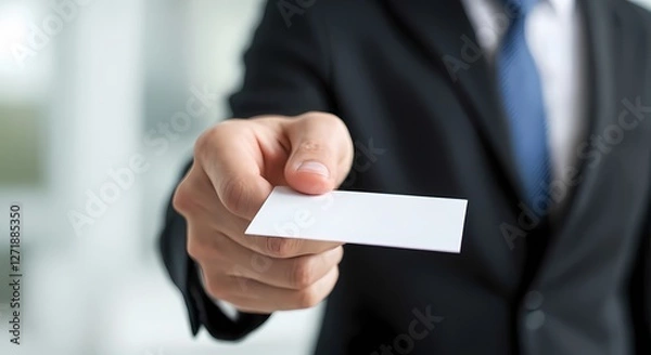 Fototapeta 名刺を差し出すビジネスマン