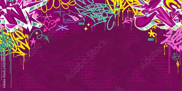 Obraz Cool Abstract Colorful Urban Street Art Graffiti Style Vector Illustration Background Template