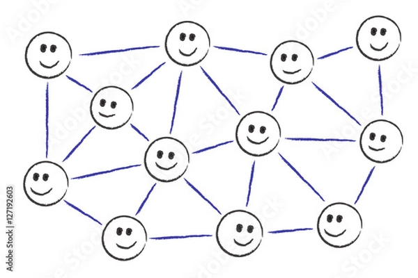 Fototapeta Strichmännchen Köpfe - Vernetzt