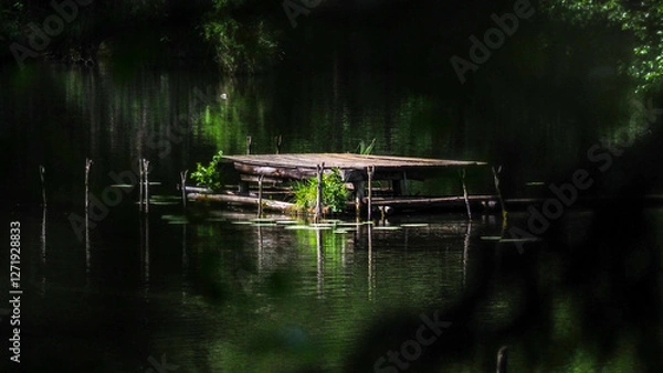 Obraz pomost na jeziorze