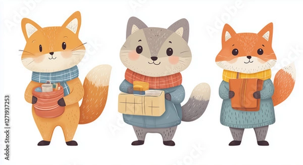 Obraz set of funny cartoon animals 