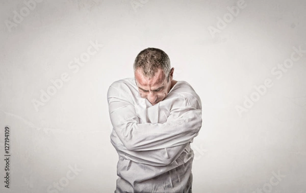 Fototapeta sadness situation for man with straitjacket