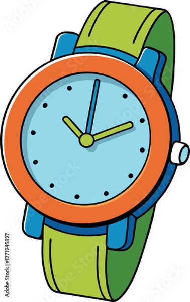 Fototapeta High Colorful Watch Vector Design, Cartoonish Illustration, Vibrant Wristwatch, Modern Timepiece Art, Playful Clock Concept, Stylish Digital Watch, Bold and Bright Wrist Accessory
